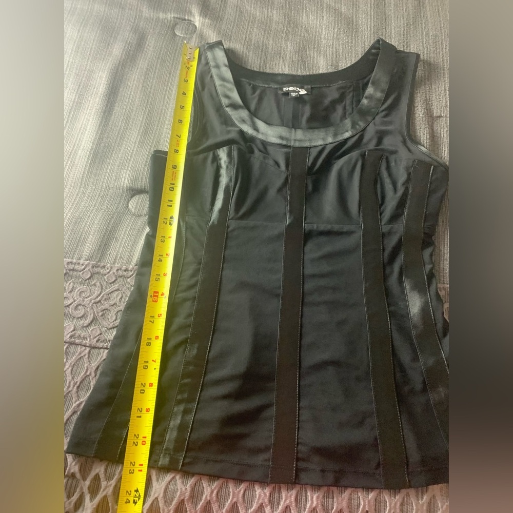 Bebe Mesh Satin Corset Top Black Medium - Picture 16 of 16